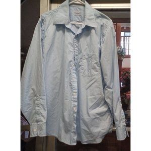 Vintage Mens Button-up Dress Shirt 17 34/35 Light Blue Manhattan 1 Pocket